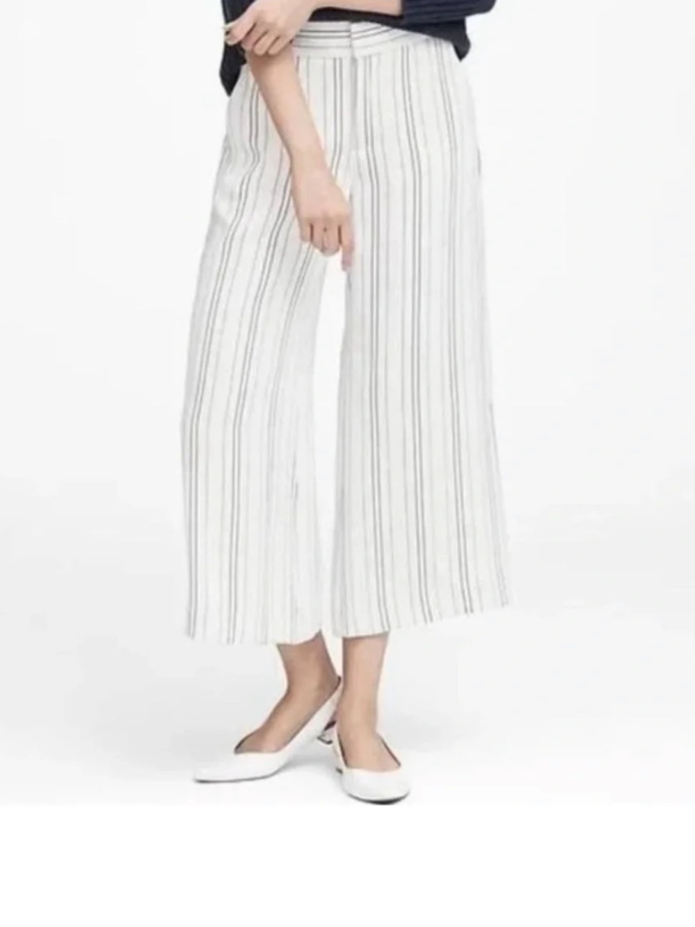 Banana Republic Wide Leg Striped High Waisted Cropped Pants, size 6